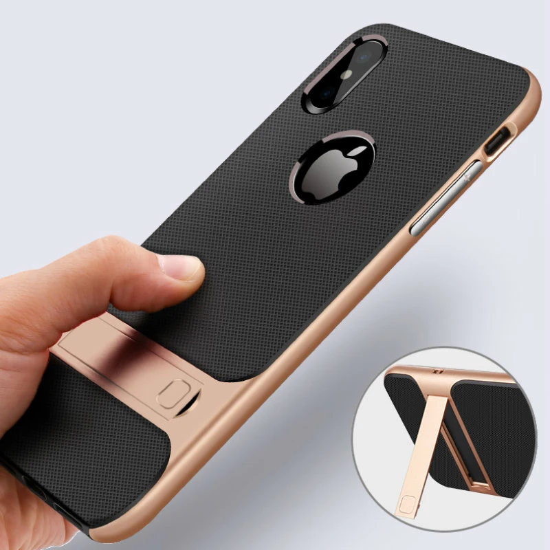 

For Apple iPhone 7 8 Plus Case TPU Silicon Hybrid + PC Stand Anti-fall Cases For iPhone X XR XS Max cover protective accessories