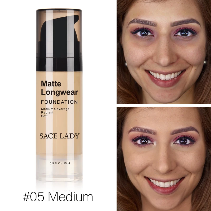 

SACE LADY New 15ML Liquid Foundation BB Cream 6 Colors Oil Control Women Face Skin Perfect Full Cover Concealer Cream Maquiagem