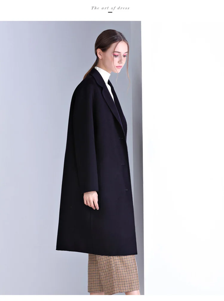 Европейский стиль винтажное женское кашемировое пальто модное двустороннее шерстяное пальто оверсайз однобортное Ретро женские зимние