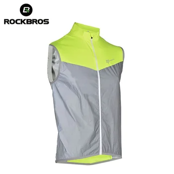 

ROCKBROS Waistcoat Reflective Cycling Vest Sleeveless Men For Bicycle Windproof Safety Fluorescence Breathable Bike Vest Jersey