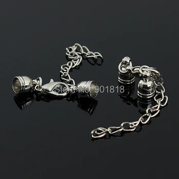 

20pcs/lot hole size 5mm round leather cord connectors with lobster clasps diy jewelry connectors material F2168