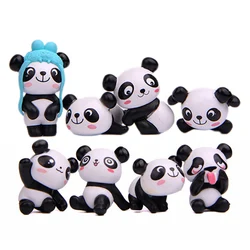 8 Buah/Set Lucu Kartun Panda Mainan Patung-patung Lanskap Fairy Taman Miniatur Dekorasi Gaya Cina Kawaii Panda Model Hewan