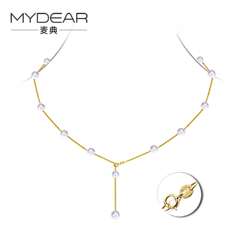 Mydear натуральная Ювелирные изделия из жемчуга драгоценные 4.5-5 мм натуральный жемчуг akoya Ожерелья для мужчин инновационные настоящее золото