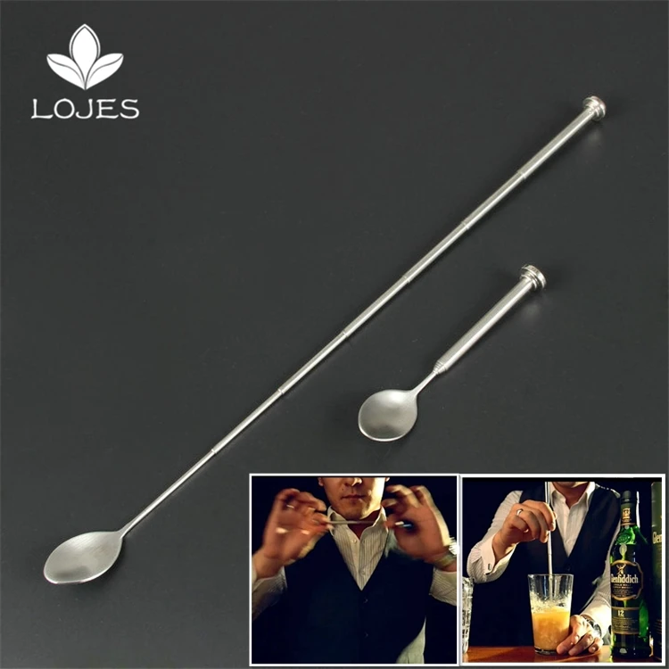 

Stainless Steel Retractable Bar Spoon Bar Tools Bartender Cocktail Mixing Spoon Telescopic Extendable Long Spoon Pocket