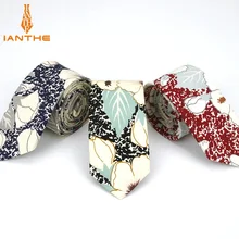 Хлопок Мужской цветной цветок печати шеи галстуки для мужчин узкий галстук тонкий тощий Cravate Свадебные винтажные Галстуки