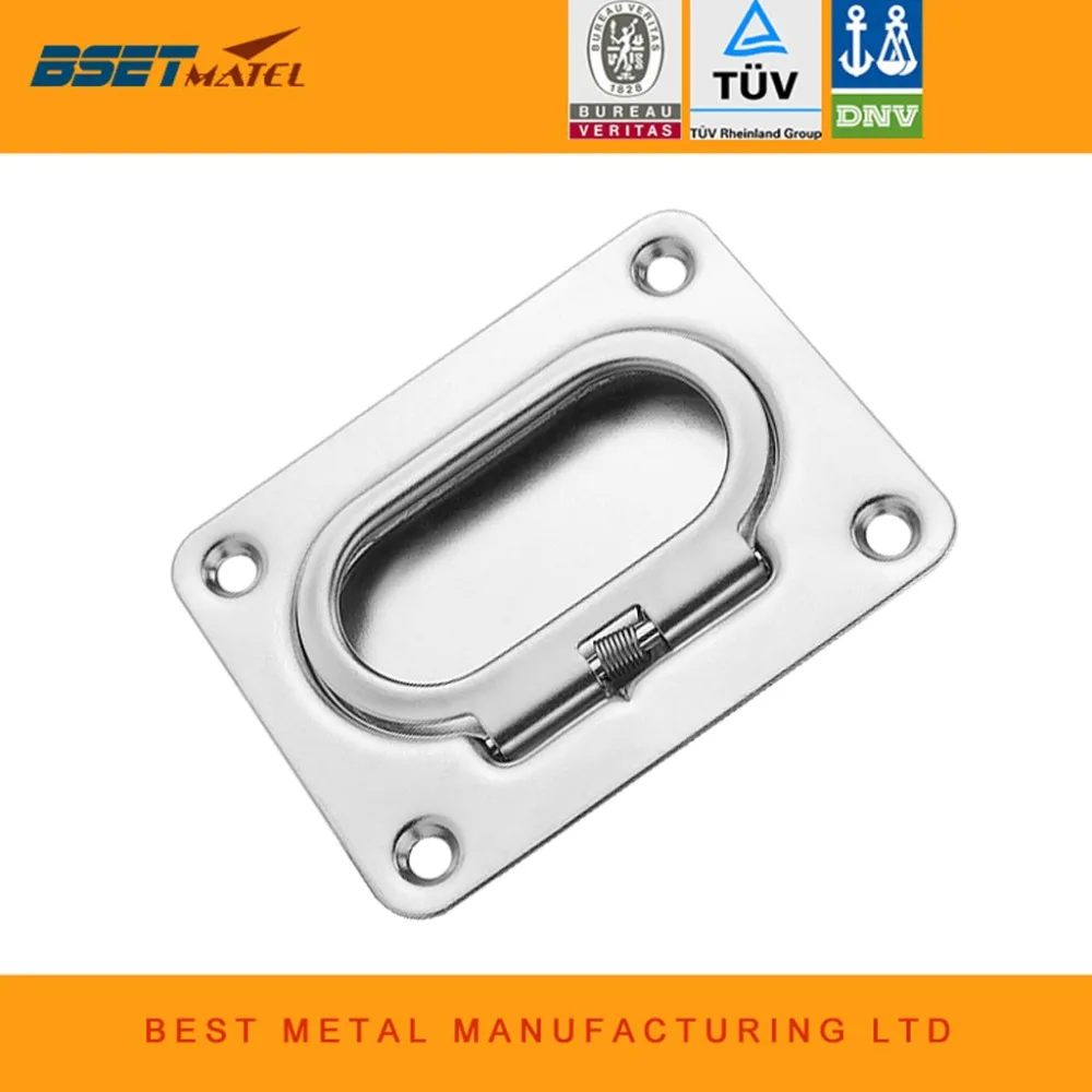

BEST MATEL Satinless steel 304 ANTI-RATTLE spring Flush Lift Ring Deck Hatch Pull Handle Locker Cabinet boat hardware