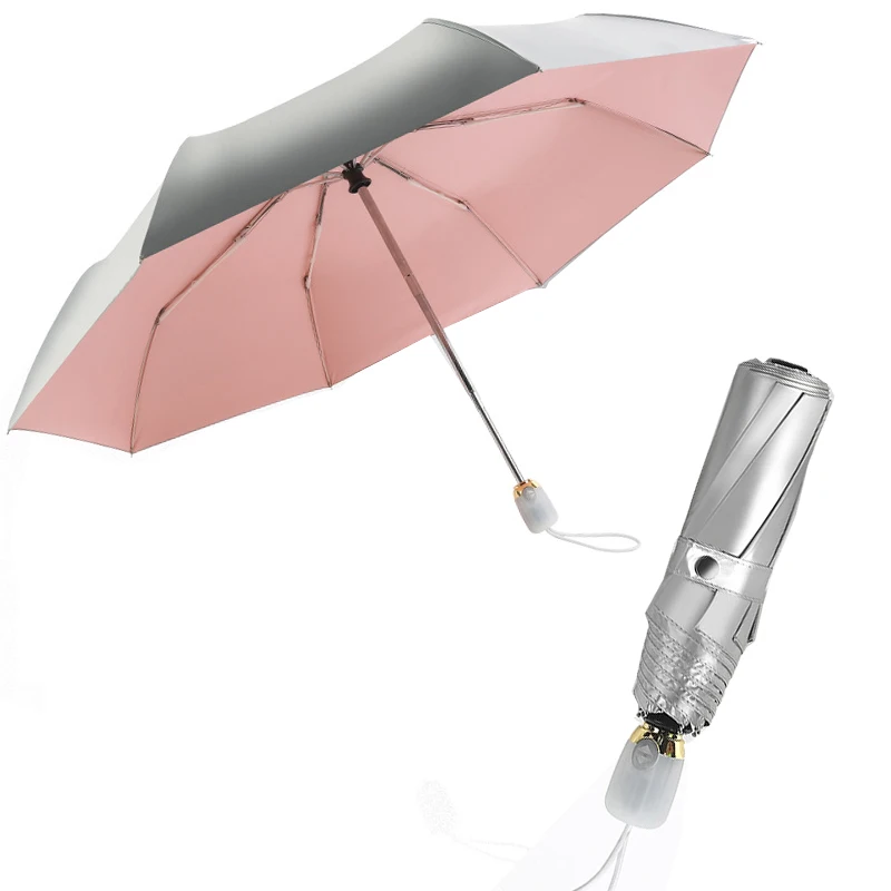 

Automatic Sun Umbrella Three Folding Sliver Coating Portable Sunscreen Anti-UV Women Parasols Summer Beach Umbrella Paraguas