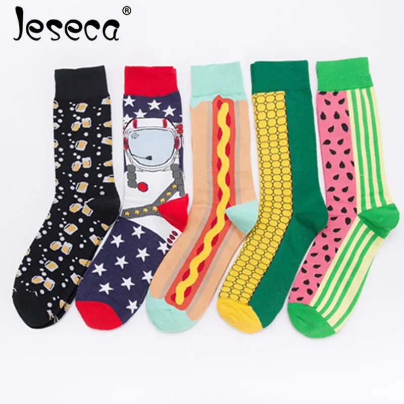 

Men Cotton Socks Street Maize Beer Watermelon Spaghetti Personality Combed Casual Winter Autumn Male/Female Funny Socks