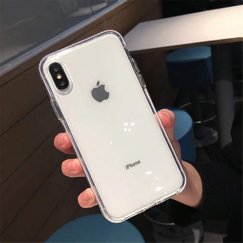 Прозрачный противоударный чехол для телефона iPhone 11 8 Plus X XR XS Max простой чехол для iPhone 7 6S Plus Мягкий ТПУ силиконовый чехол