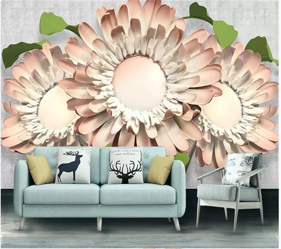 

Wellyu пользовательские обои обоями домашний декор Креативный новый цветок 3d рельефные цветы ТВ фон стены papel tapiz tapeta