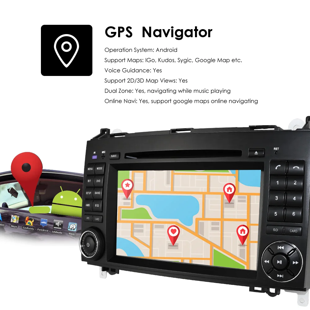 Perfect 7"IPS Touch Screen Android 9.0 Car DVD Player for Mercedes-benz B200 W169 A160 Viano Vito GPS NAVI RADIO BT wifi 3G dvr free map 14