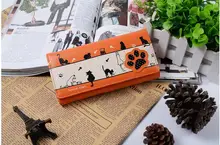 Chat de bande dessinée Couture Femmes Portefeuille Polka Dot Impression PU Cuir Portefeuilles Dames Long Embrayage Sac Mme Porte-Monnaie Carte Hodler