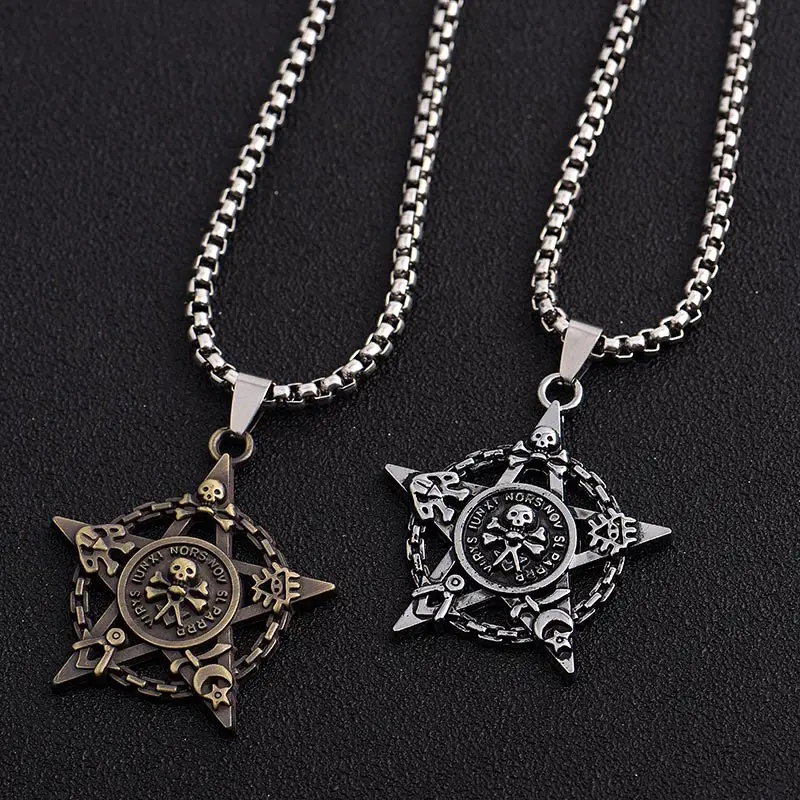 

Ancient Cool Men's Silver Star Cross Pendant Stainless Steel Necklace Alloy Gold Sickle Accessories Jewelry Necklace& Pendant