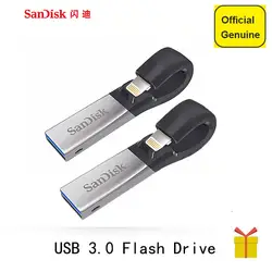 SanDisk флеш-накопитель USB 3,0 256 ГБ 128 64 32 16 SDIX30N ручка накопители двойной интерфейс накопитель для iPhone iPad iPod APPLE