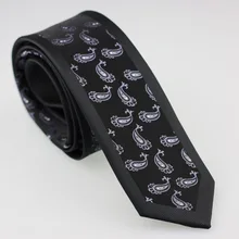 YIBEI coahella галстуки черный галстук тощий кайма с железно-серым Пейсли Цветочный шейный платок из микрофибры Тонкий шейный галстук Gravata Masculina