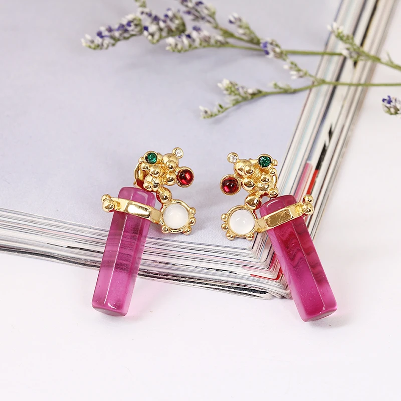 

Juicy Grape New Arrivals Gilded Rose Crystal Earrings 925 Silver Needle Allergy Resistant Earrings Woman Romantic Jewelry