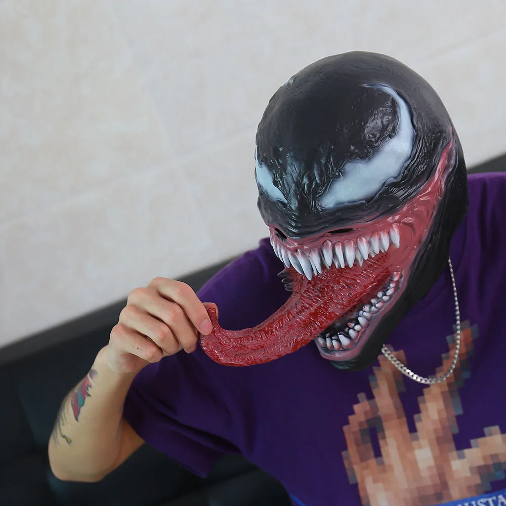 Новый Человек-паук Venom маска с длинным языком Косплэй Человек-паук Эдвард Brock темно-Супергерой Venom латексная ужас вязаная шапка с маской Hat