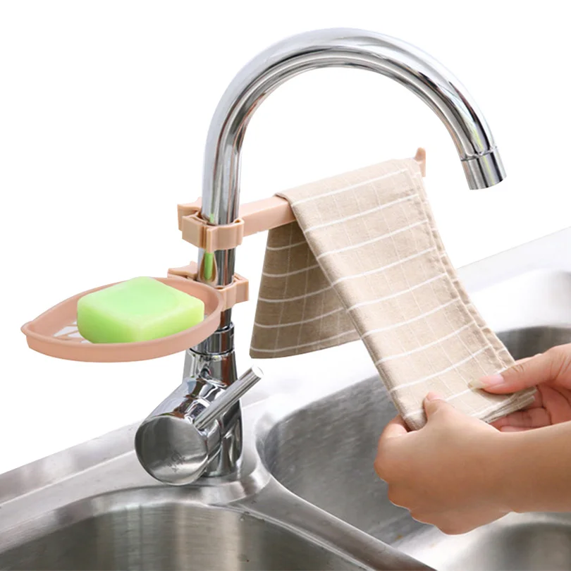 

Sink Storage Rack Kitchen Faucet Rag Shelf Adjustable Soap Sponge Storage Box Rotatable Scouring Pad Bathroom Tap Shelf EGN080