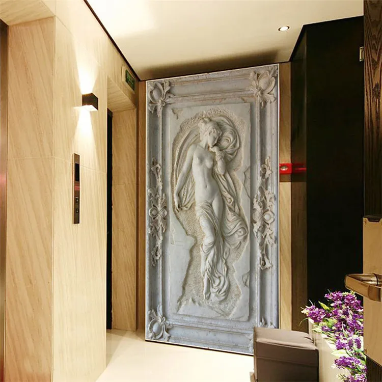 Customized 3D Stereoscopic Relief Angel Nude Statue Art Mural Wallpaper Entrance 