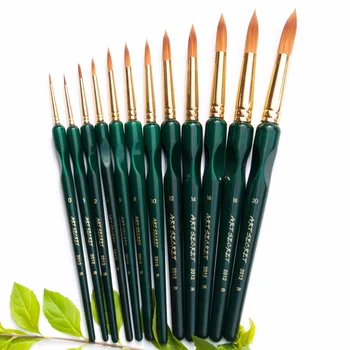 

2012R high quality Korea importing taklon hair triple wedge grip wooden handle paint art supplies watercolor acrylic brush