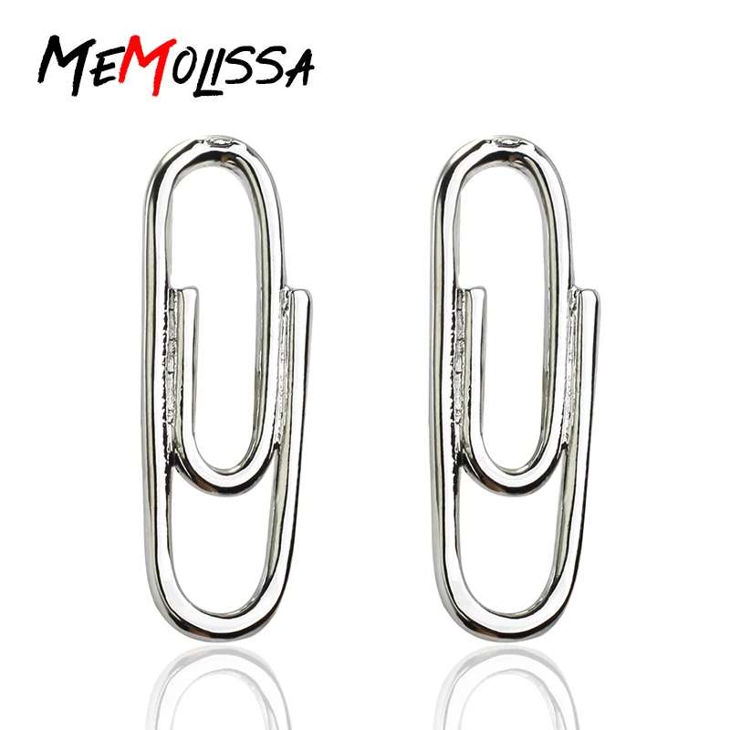 MeMolissa 3 pairs Big Promotion!! Paper clip Shape Cufflinks Silver Color Novelty Paper Clip