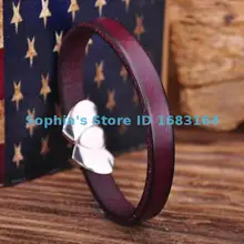 G111 фиолетовый круто сердца застежка кожаный чехол в стиле ретро Для Мужчин's браслет наручная повязка наручник