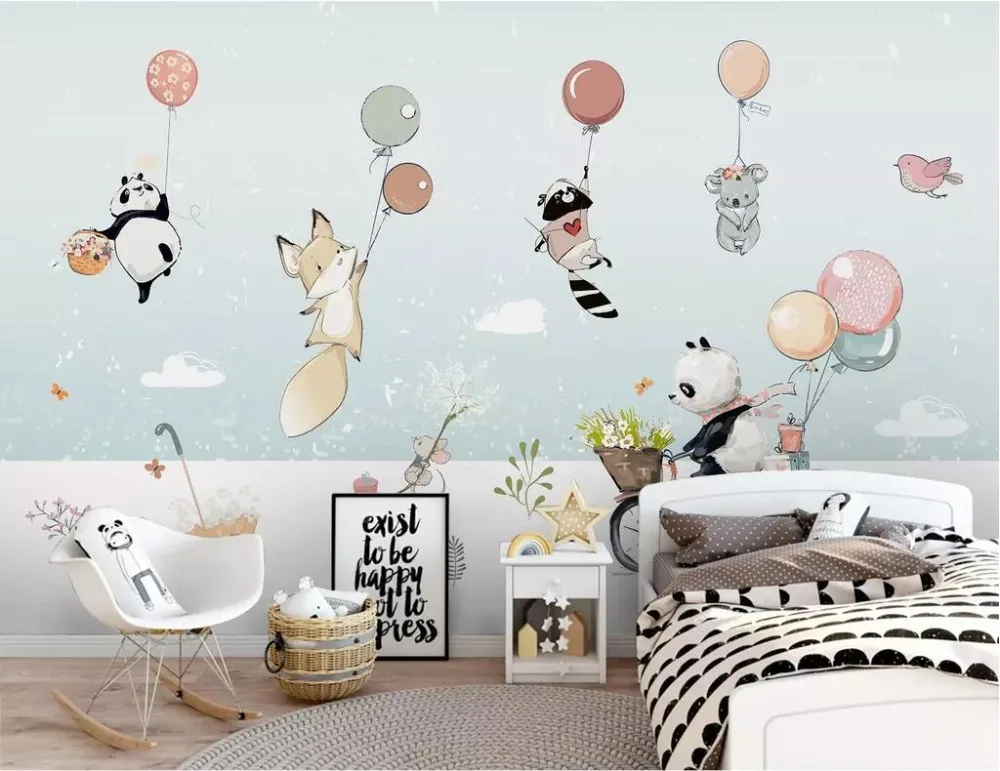 Beibehang пользовательские обои 3D Фреска милый мультфильм животных воздушный шар Детская комната фон картины для украшения стен