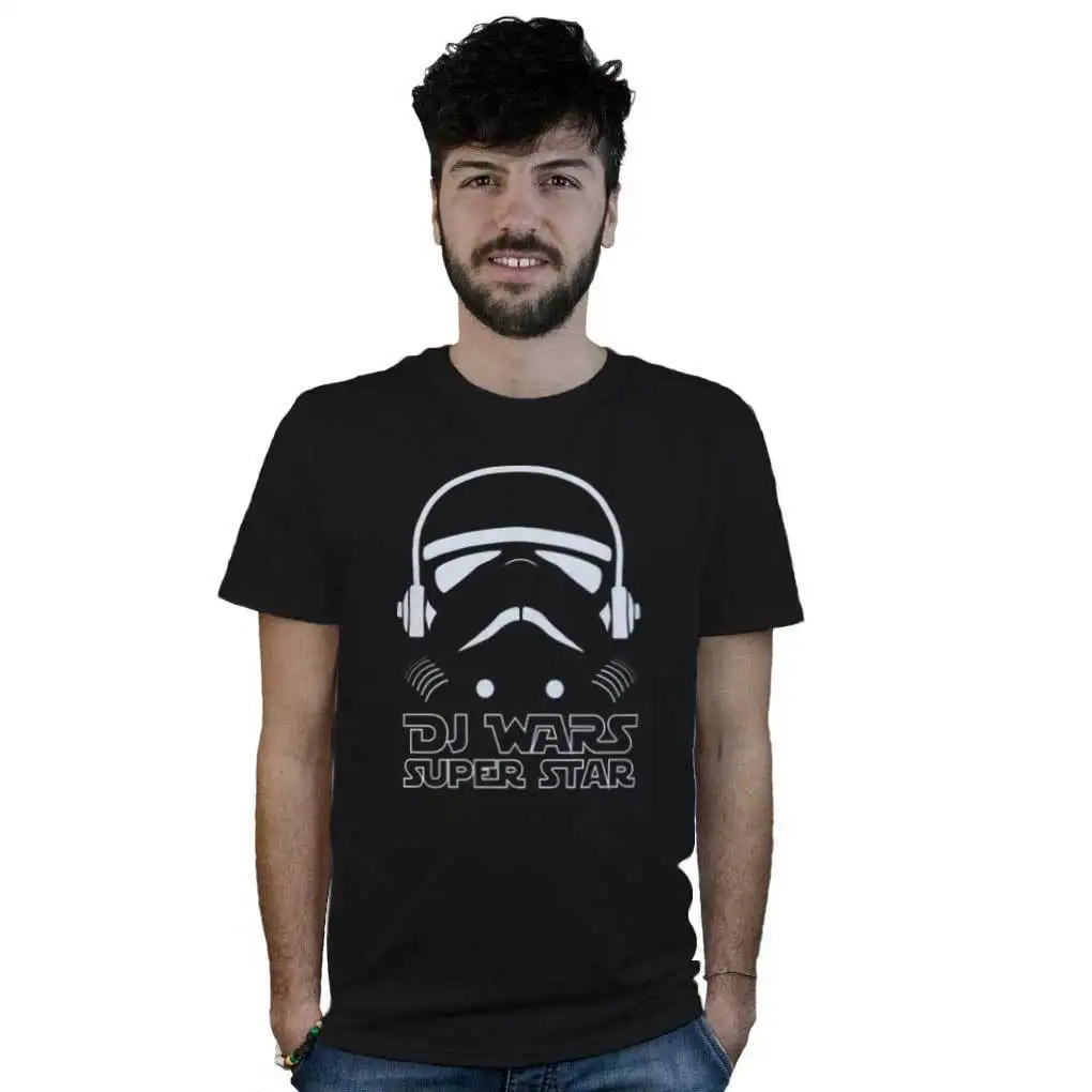 Футболка Dj Wars Super Star черный изображение забавное музыкальный дом техно фильм