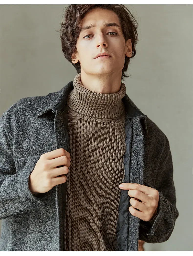 Winter Men Turtleneck Sweater Pullovers Winter Thick High-Neck Male Sweater Jumpers Cotton Man knitwear Autumn 2019 Fashion New 09