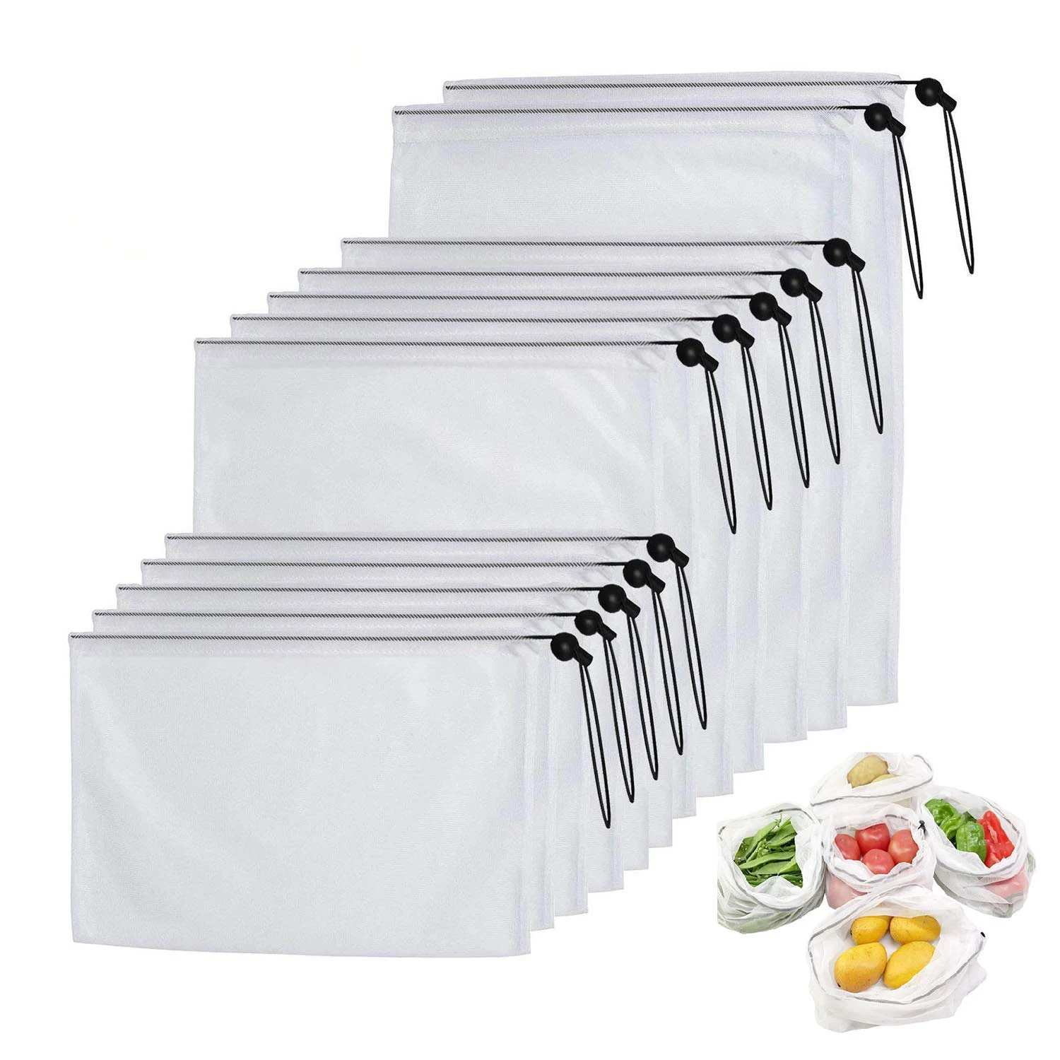 

Reusable Mesh Produce Bags,Washable Fruit Vegetable Produce Mesh Bags with Drawstrings for Shopping & Storage,Set of 12