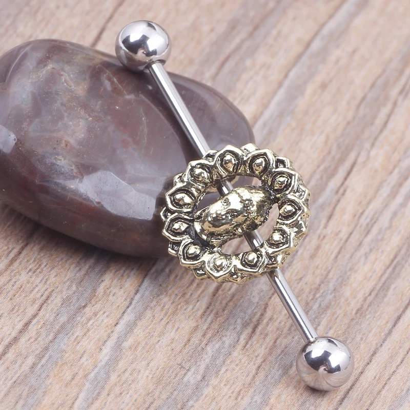 Buddha Earrings industrial piercing barbell Fashion Ear Industrial