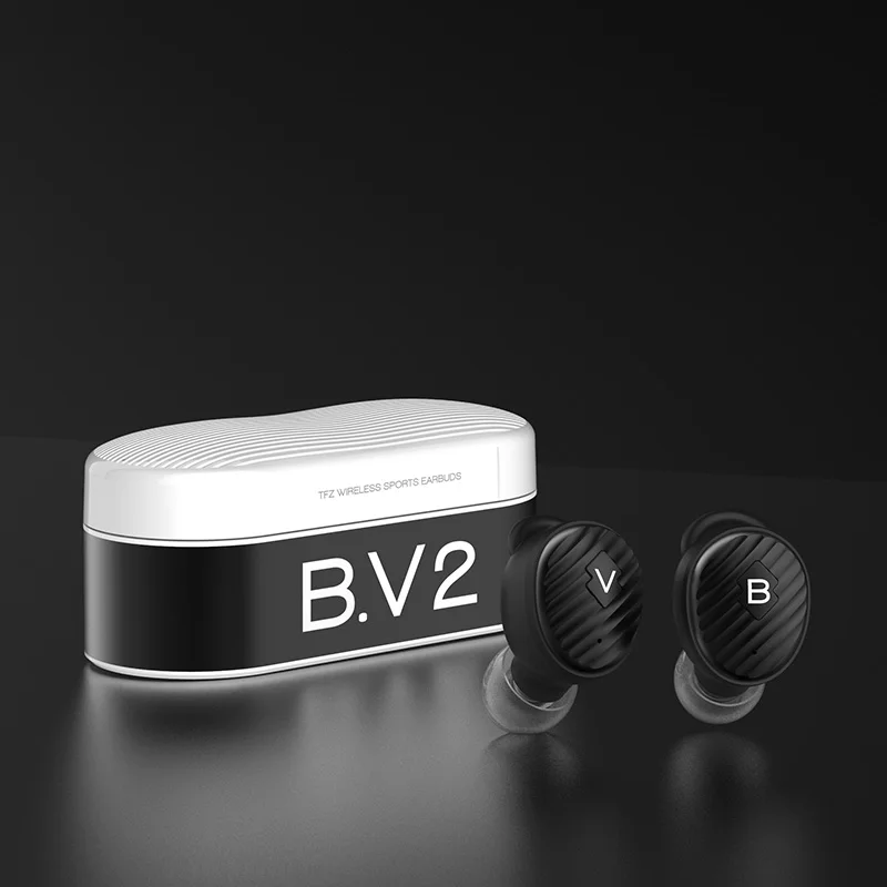 TFZ/B. V2 TWS Ture беспроводные наушники Bluetooth 5,0 с чехол для зарядки, 3D стерео звук наушники с двойным микрофоном - Цвет: BLACK