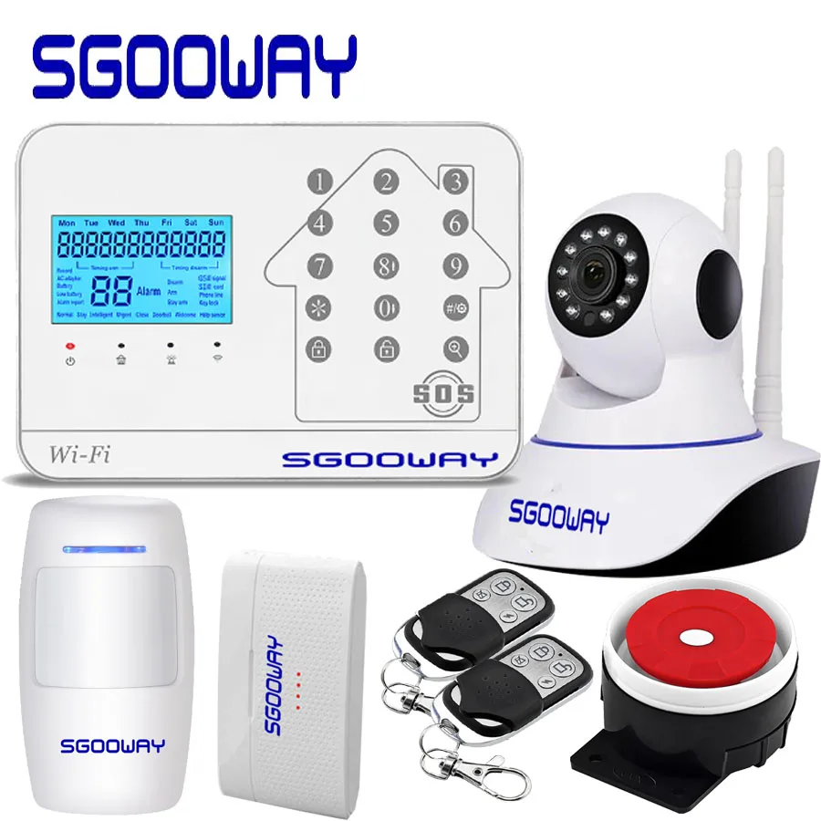 Sgooway новая wifi GSM PSTN сигнализация для домашней сигнализации с ip-камерой Поддержка iOS/Android APP управление