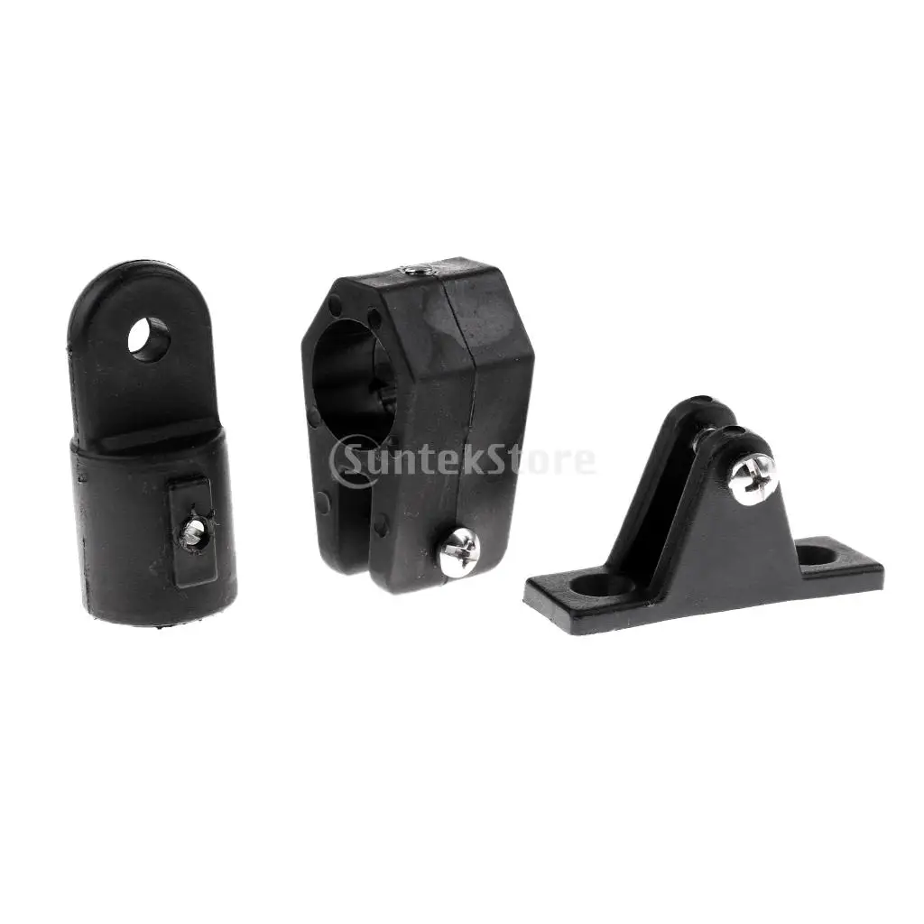 16 Pieces/Set Durable Black Nylon Marine Boat Deck Hinge Jaw Slide Eye End Cap Fitting Hardware Accessories for 4 Bow Bimini Top