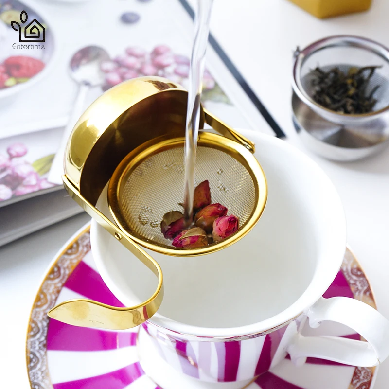 

Entertime Stainless Steel Rotating Fine Tea Mesh tea Strainer tea infuser With Handle