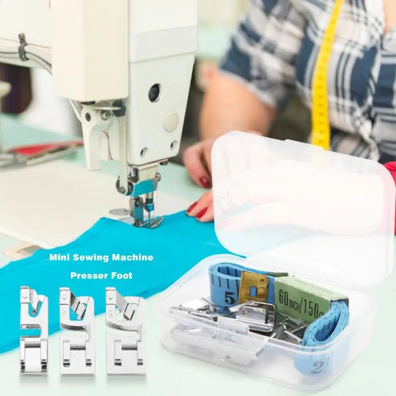 

4pcs Multi-function Domestic Sewing Machine Foot Presser Rolled Hem Feet Set 3/4/6mm Stitch Sewing Accessories