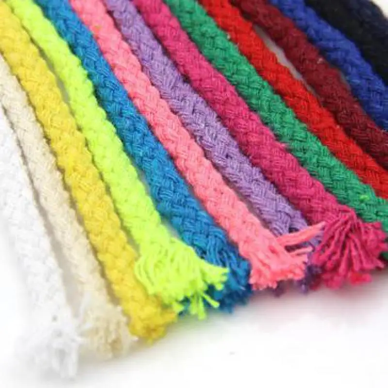 

5mm Thick Colored Decorative Twisted Cord Rope Pure White Red Pink Green Black Knit Cord Corde Coton Decor Rope 5 Meters Length