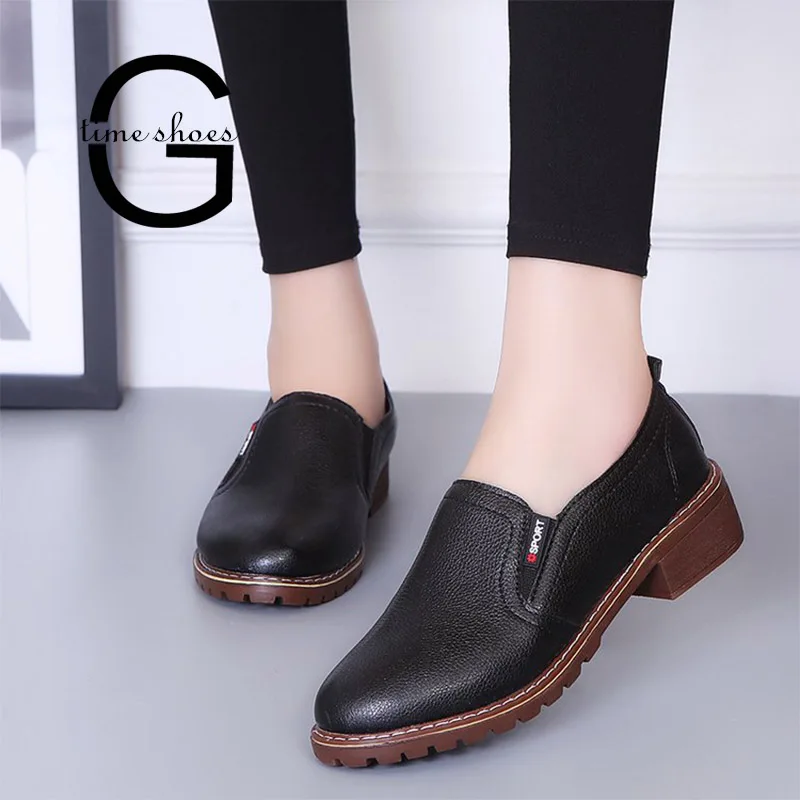 

Dropshipping Gtime Flats Women Round Toe Slip on Oxford Shoes Woman Soft Leather Brogue Shoes Shallow Zapatos de mujer ZSTM30