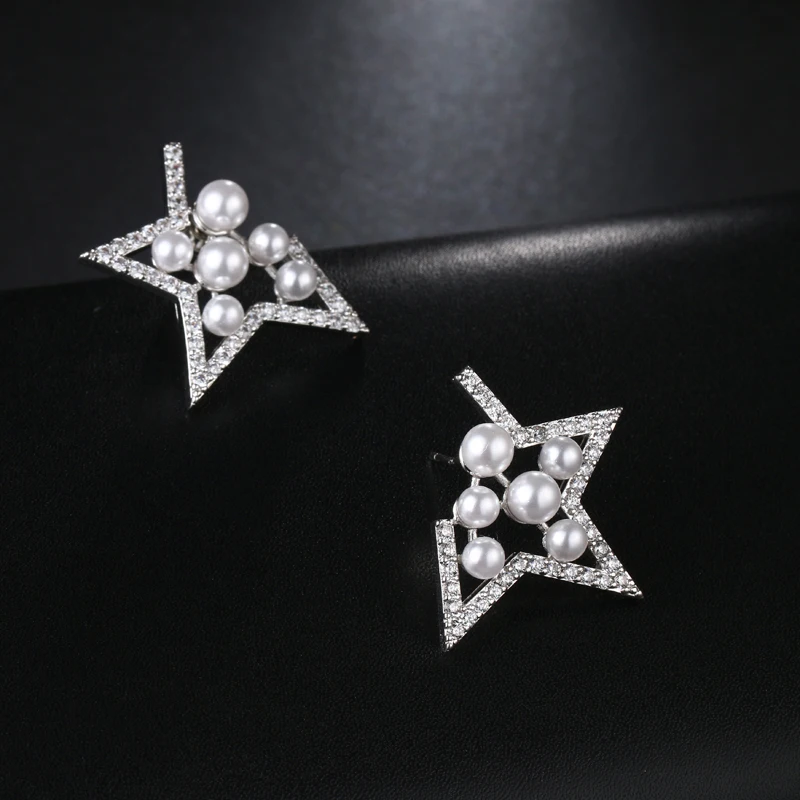 LXOEN индивидуальность звезда имитация жемчуга Серьги для девочки серебряный цвет элегантные серьги гвоздики для женщин ювелирные изделия подарок Pendientes