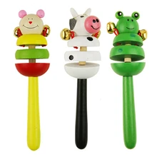 Детские Обучающие деревянные игрушки цветная погремушка детские игрушки случайного цвета погремушка для малышей с мультяшным принтом погремушка