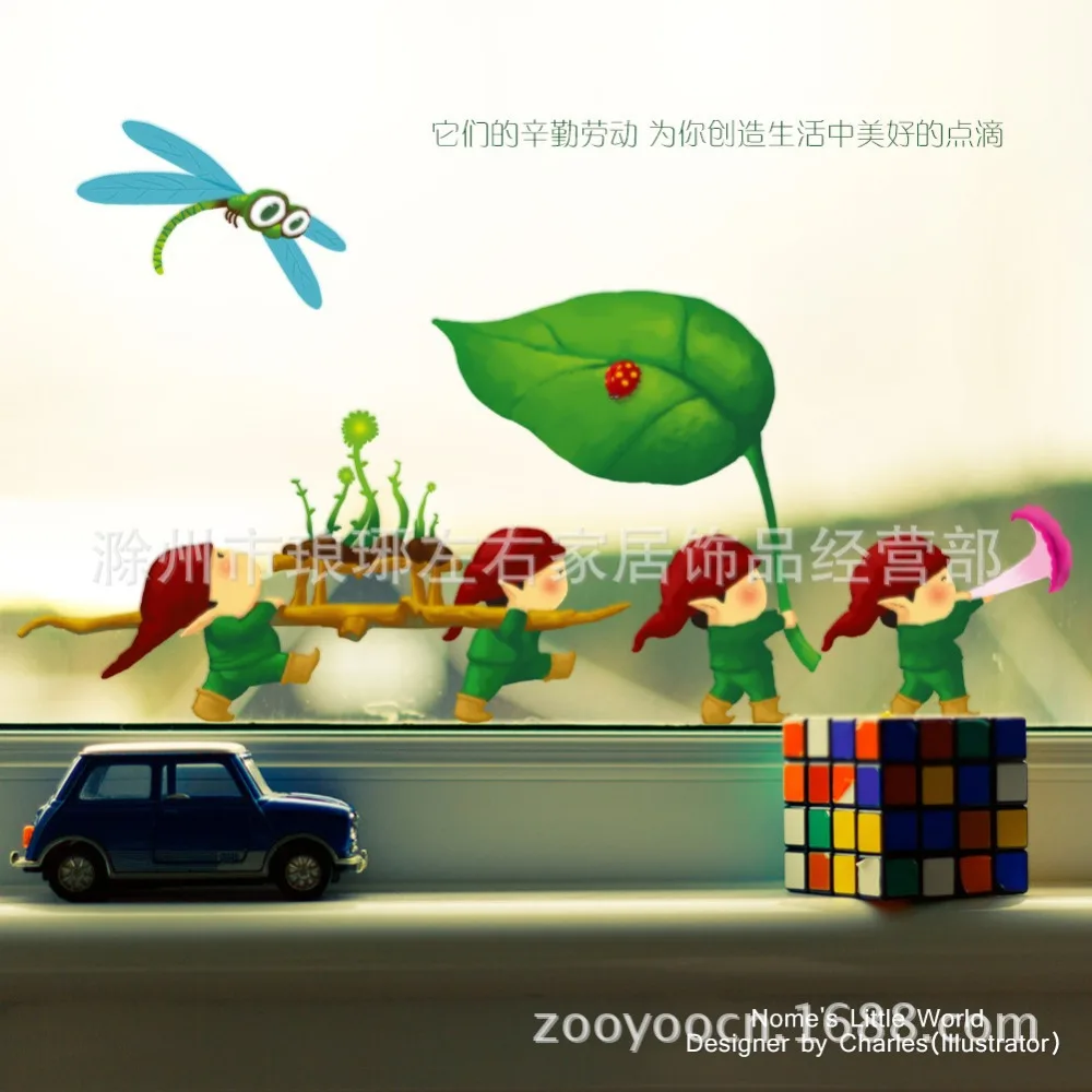 

Hot Cartoon Nome Lotus leaf dragonfly bedroom child living room home decor wall stickers 3D stickers waterproof removable *