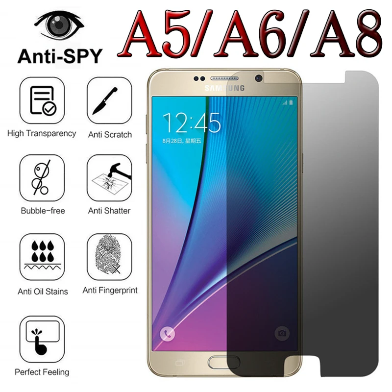 

Privacy Protective Screen Protector For Samsung A5 2017 A5 A6 A8 Plus 2016 2018 Cover On Gaxaly A 5 6 8 5A 6A 8A Tempered Glas