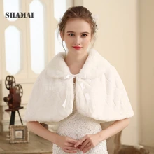 SHAMAI/ ; зимние Болеро для невесты из искусственного меха; Теплые Меховые болеро; женская свадебная накидка; вечерний жакет; AL5466