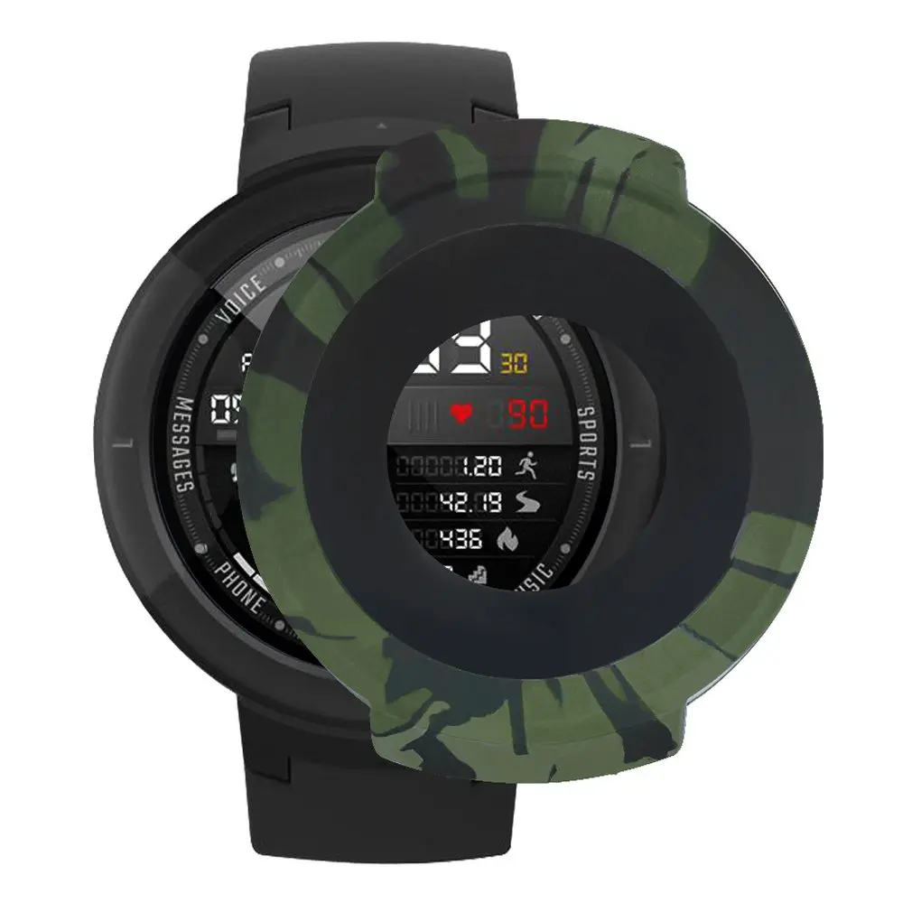 Силиконовый защитный чехол для Xiaomi Huami Amazfit Verge, мягкий силиконовый чехол - Цвет: Green camouflage