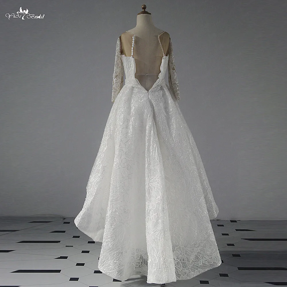 FG11 Lace Flower Girl Dresses Long Sleeve Party Pageant Ball Gown For Kids (2)