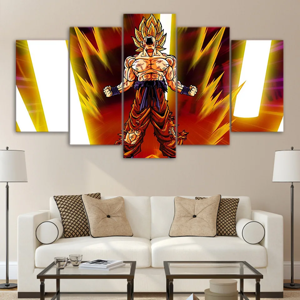 

ArtSailing HD print 5 piece canvas art dragon ball Z poster Goku Super Saiyan painting wall pictures for living room UP-2145A