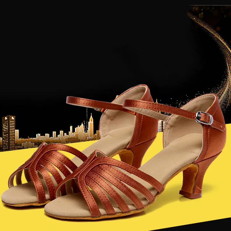 Новинка, атласная танцевальная обувь для латинских танцев, удобная мягкая подошва, танго чача, обувь для латинских танцев, обувь для