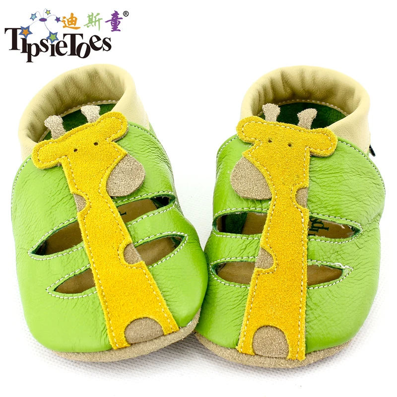 TipsieToes 기린 크랩 패턴 정품 가죽 소프트 베이비 - 아기 신발