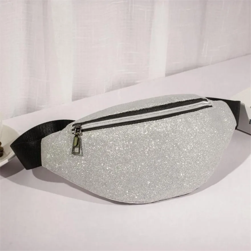 

MOLAVE Waist Bag Fanny Pack Solid Waist Packs Zipper Fashion Women Bling Sequins Shoulder Messenger Bag Chest Bags Jul25PY
