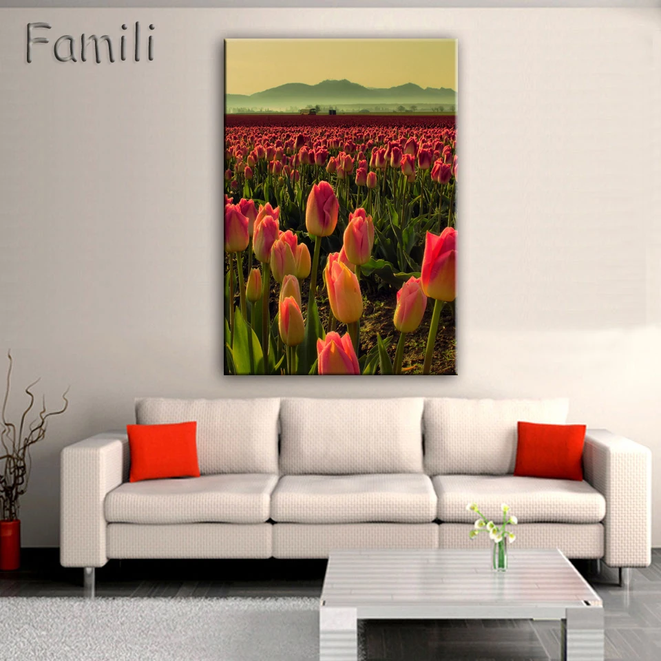 

1pcs Print poster canvas Wall Art pink Flowers Decoration art oil painting Modular pictures on the wall sitting room(no frame)